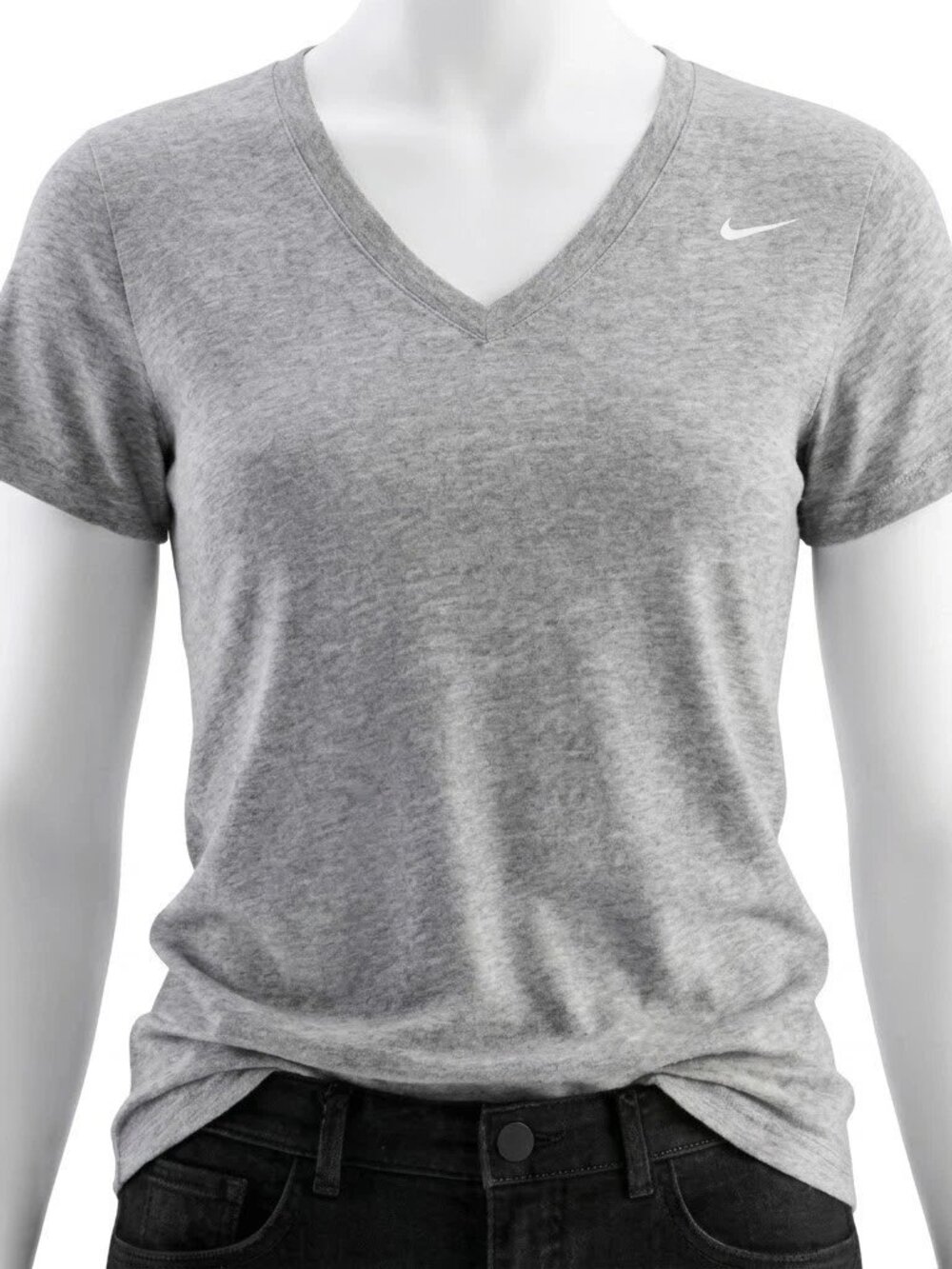 Nike Dri-Fit Women's Small T-Shirt Grey Heather V-Neck Performance Tee